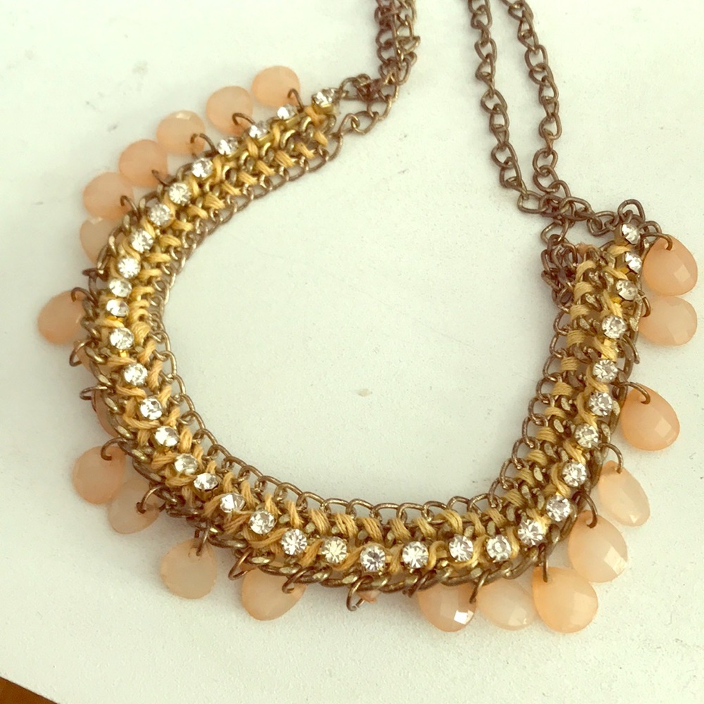 Gold and pink statement necklace